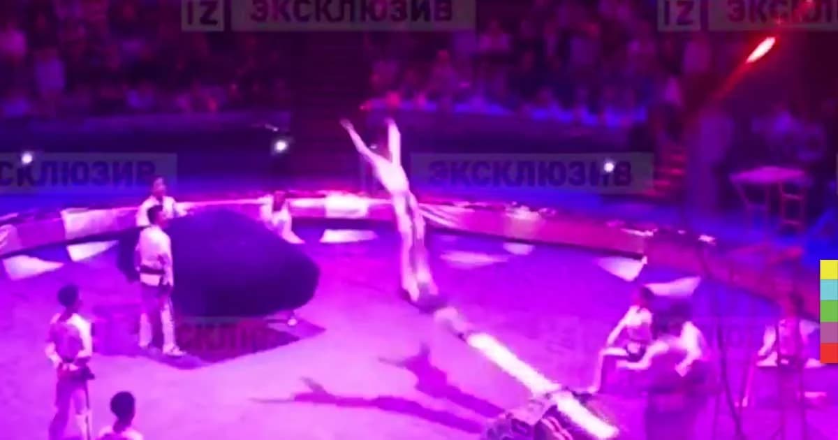 เปิดคลิป ! นักกายกรรมโสมแดงโชว์ตีลังกา แต่พลาดร่างกระแทกเบาะคอหัก