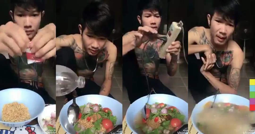 ทำไปได้ ! คลิปหนุ่มต้มบะหมี่กึ่งสำเร็จรูป ด้วยการใช้ช้อนสแตนเลส