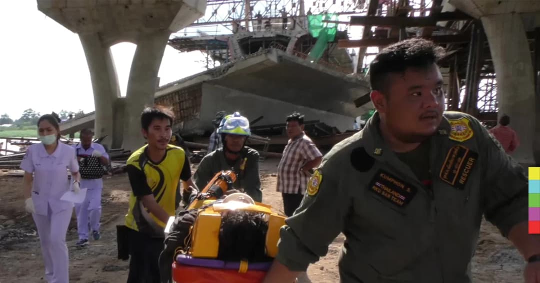 สะพานก่อสร้างข้ามแม่น้ำเจ้าพระยา จ.ชัยนาท ถล่ม เจ็บสาหัส 3 ราย