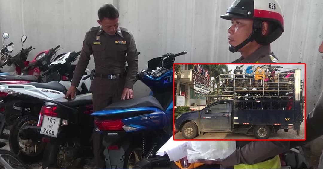 ตร.ยางตลาด สกัดจับรถจยย. 13 คัน สภาพใหม่เอี่ยม คาดถูกโจรกรรมเตรียมส่งประเทศเพื่อนบ้าน