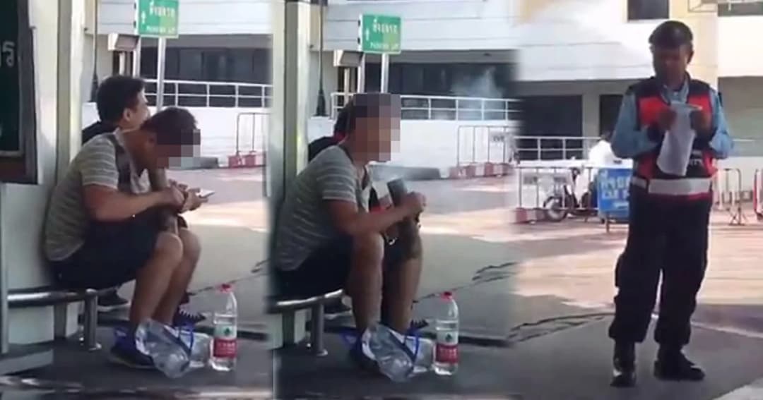 เปิดคลิป ! หนุ่มจีนไม่แคร์ รปภ. ยกบ้องขึ้นดูดกลางสนามบินดอนเมือง พ่นควันปุ๋ยๆ