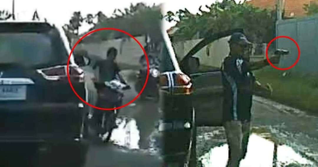 ปาเจโร่ใจร้อนถูกจยย.วัยรุ่นขับเฉียด ถึงกับควักปืนยิงไล่หลัง