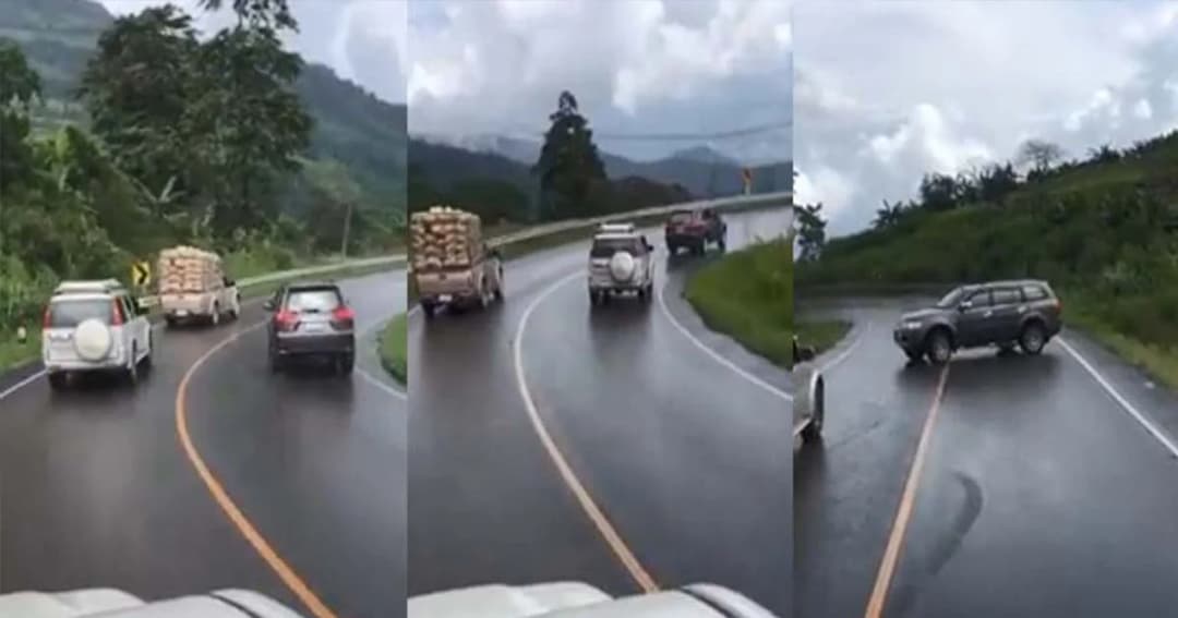 หวิดตกเขา ! ปาเจโรใจร้อนขับโชว์เหนือ แซงโค้งขึ้นภูทับเบิก ถนนลื่นหมุนกลางลำ