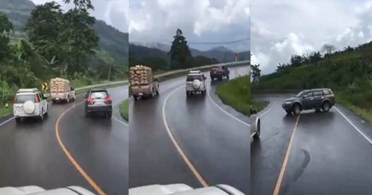 หวิดตกเขา ! ปาเจโรใจร้อนขับโชว์เหนือ แซงโค้งขึ้นภูทับเบิก ถนนลื่นหมุนกลางลำ