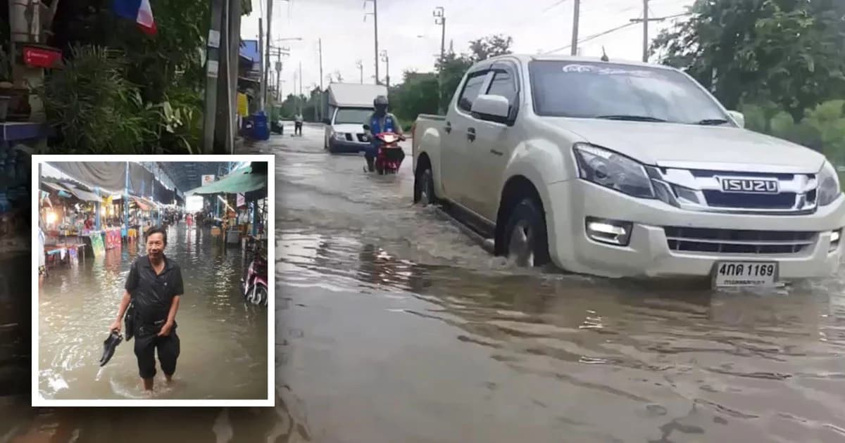 มวลน้ำ ปะทะน้ำทะเลหนุน ฝนตกซ้ำ ! สมุทรปราการ อ่วม น้ำท่วมถนน