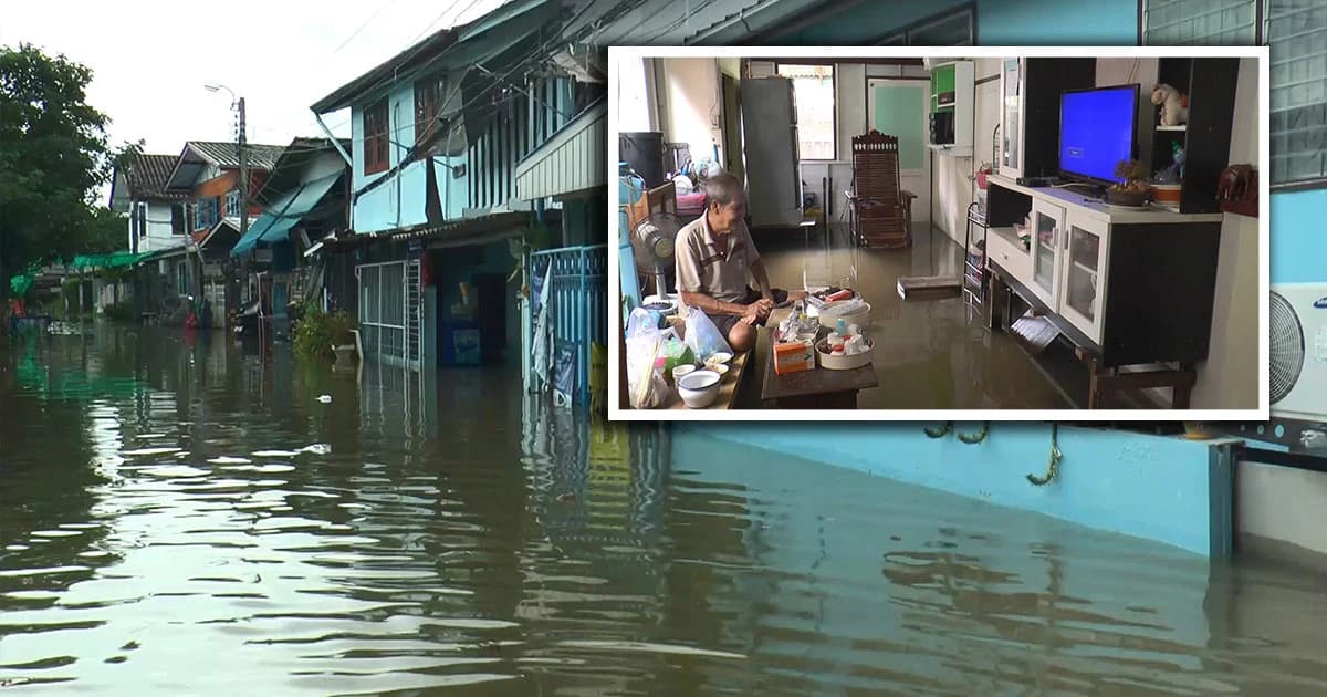 นนทบุรีอ่วมหนัก ! ระดับน้ำเพิ่มขึ้นอย่างรวดเร็ว ท่วมถนน และบ้านเรือนประชาชน