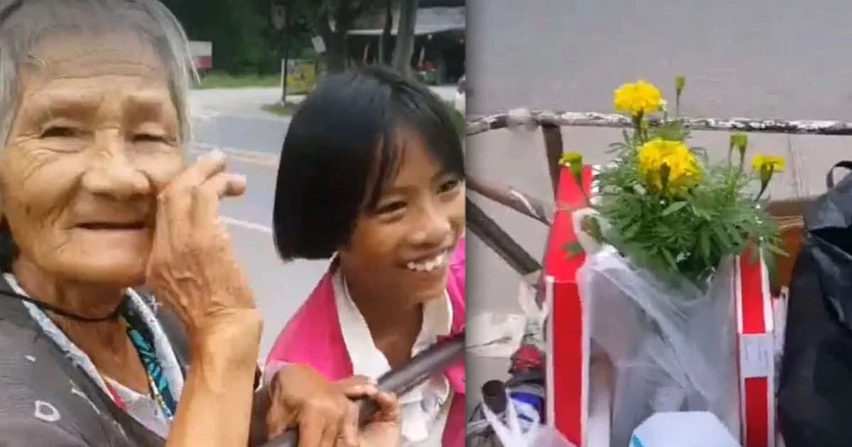 คุณยายเก็บของเก่าขาย ได้เงิน 100 บาท ซื้อต้นดาวเรือง 35 บาท เผย คิดถึงพ่อหลวง