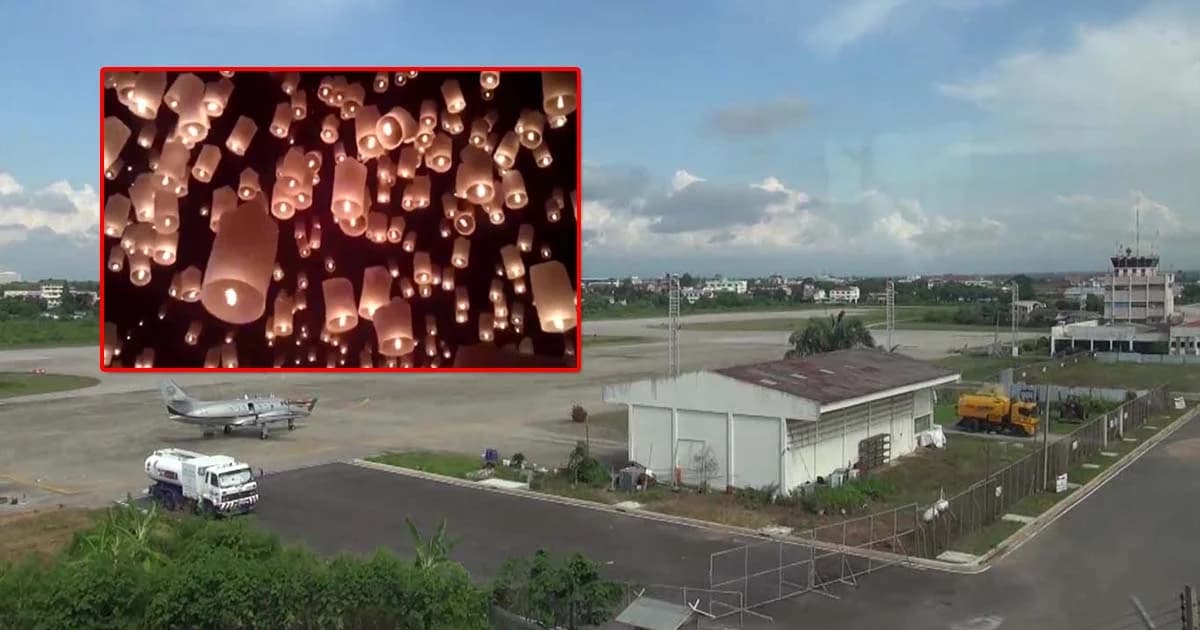 สนามบินลำปางเตือน ! อันตรายปล่อยโคมลอยกระทบการบิน