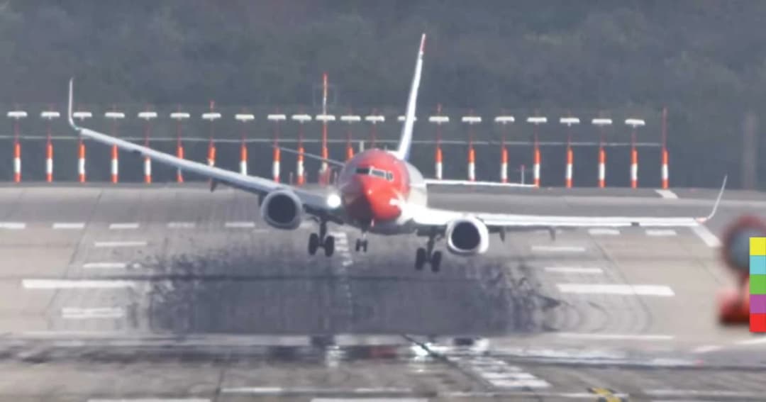 นักบินนำเครื่องบินลงจอด ท่ามกลางพายุ “เฮอร์วาร์ต” ที่กำลังถล่มยุโรป