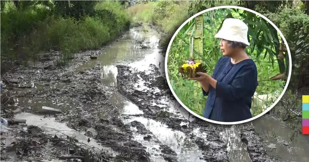 ชาวบ้านลอยกระทง ในน้ำเน่าท่วมขังกลางถนน อธิษฐานให้ จนท.เข้ามาดูเเล