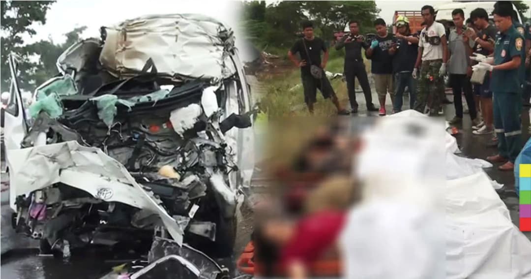 รถตู้ นทท.ต่างชาติ เสยท้ายรถสิบล้อ ดับสยอง 5 ศพ