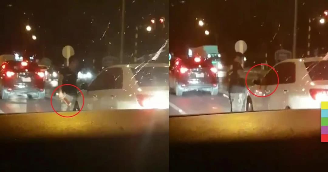 หนุ่มกร่าง! ถือมีด – ปืน ขู่เก๋งจอดรถติด แต่ขู่ผิดคัน