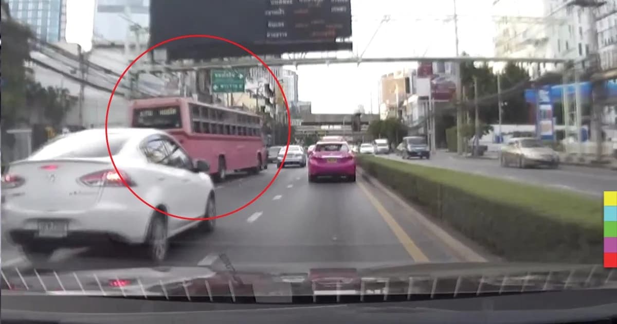 มาแรงแซงโค้ง! รถเมล์สาย182 ขับซิ่งหวาดเสียว บนถนนลาดพร้าว