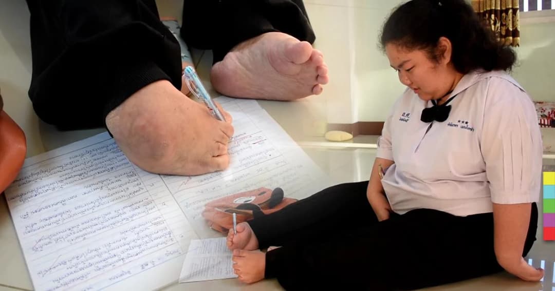 นักเรียนหญิงพิการ ใช้เท้าคัดลายมือ คว้ารางวัลชนะเลิศระดับประเทศ