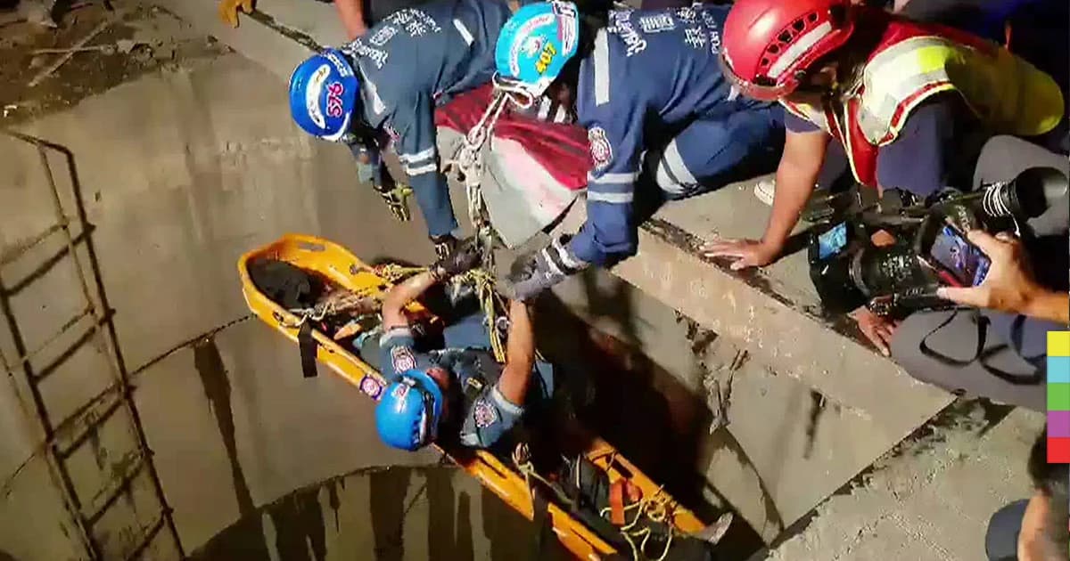 จยย.ซิ่งชนแท่นปูน พุ่งตกท่อลึก เจ็บหนัก