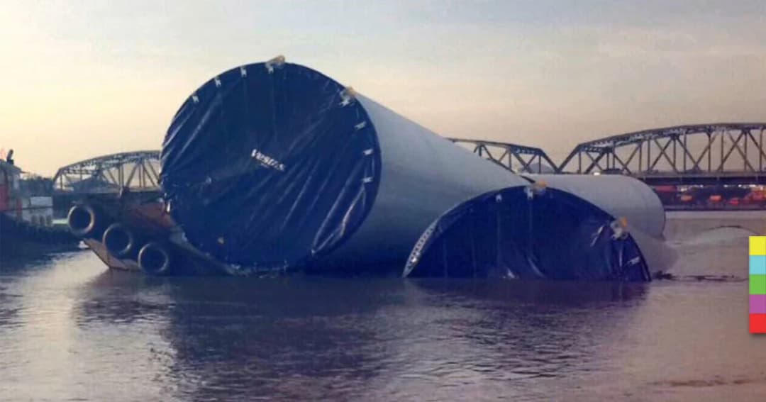 คืบหน้า เรือบรรทุกกังหันลม จมลงกลางเจ้าพระยา ขณะลอดใต้สะพานนวลฉวี