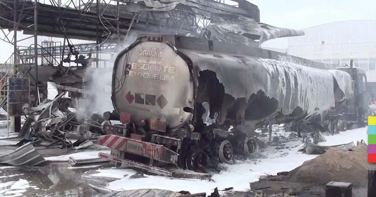 กนอ. สั่งปิด บ.ซีออยล์ หลังไฟไหม้รถขนถ่ายน้ำมัน