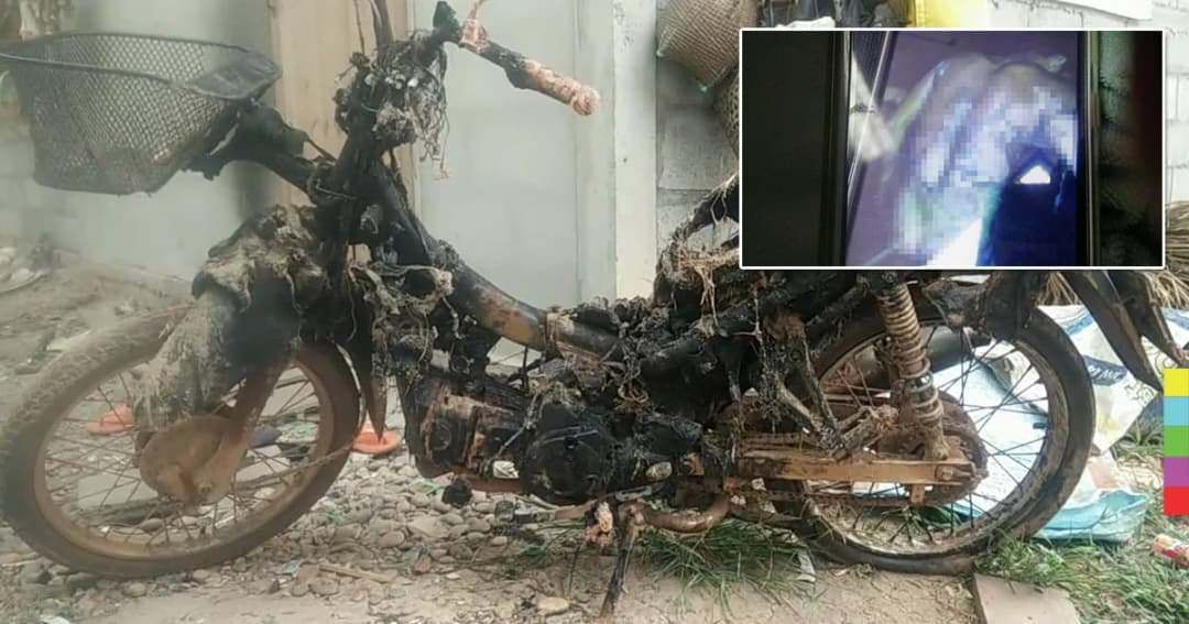 สามีภรรยาทะเลาะขู่เผา จยย. พลาดถูกไฟครอกทั้งคู่ !