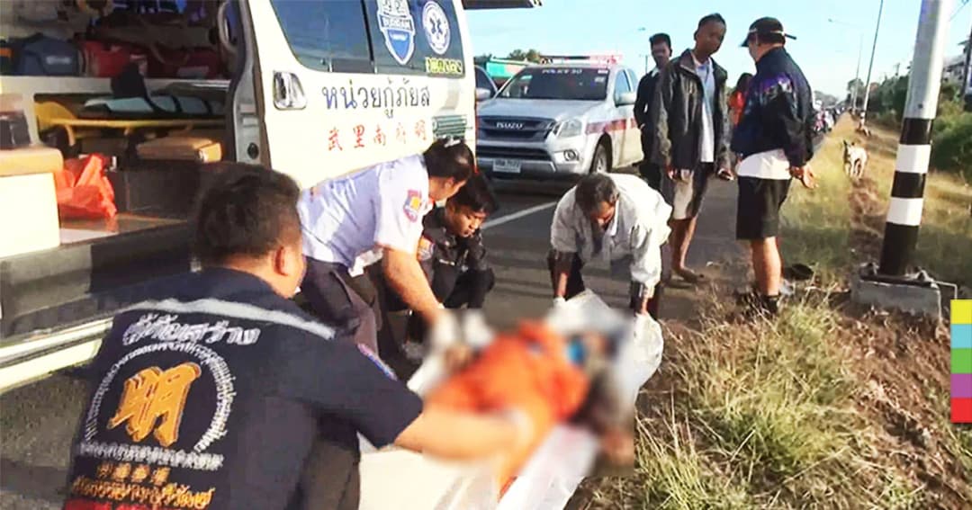 จนท.สนามแข่งรถ ขับ จยย.เสียหลัก ศีรษะกระเเทกเสาไฟ ดับคาที่