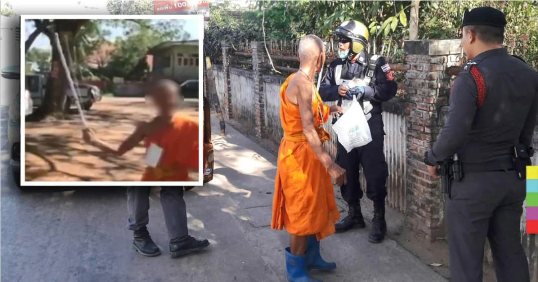 รวบเเล้ว ! พระทุบรถชาวบ้าน ตร.นำส่ง รพ. เผย มีอาการทางประสาท