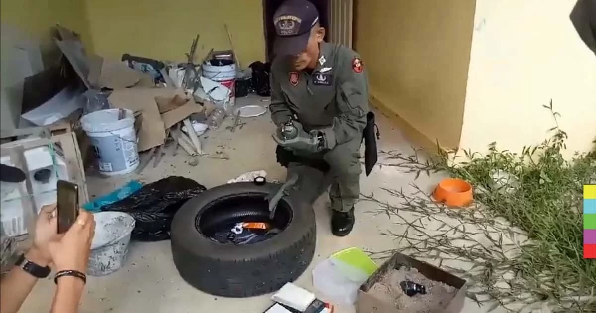 ผงะ! เจอระเบิด 3 ลูก พร้อมยาบ้าและยาไอซ์ ในบ้านที่เช่าไว้เก็บของ