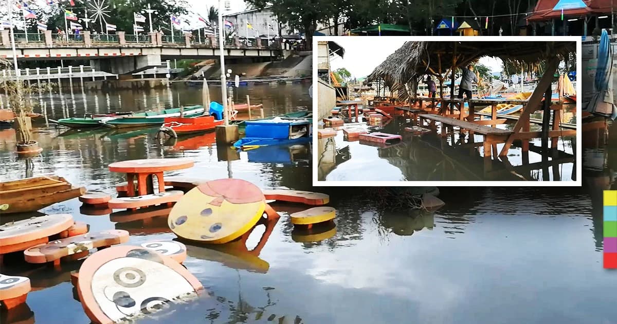 ตลาดน้ำคลองแห สงขลา น้ำท่วมหนักกว่า 2 สัปดาห์