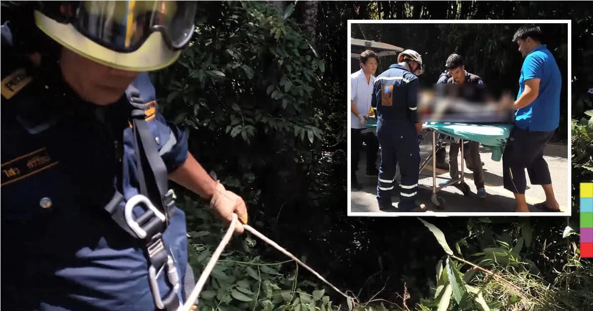 รอดปาฏิหาริย์ ! รถยนต์ผู้ใหญ่บ้าน แหกโค้งลงเหวลึกกว่า 70 เมตร เจ็บ 4 ไม่มีผู้เสียชีวิต