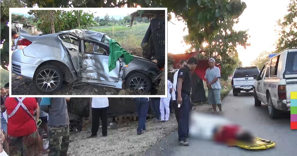 สาว ป.เอก ขับเก๋งพุ่งชนต้นไม้ เสียชีวิตคาที่ คาดหลับใน
