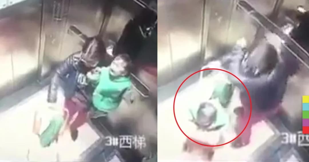 พี่เลี้ยงจีนใจร้าย ทุบตีเด็กน้อยอย่างแรงในลิฟต์ หวังให้หยุดร้อง