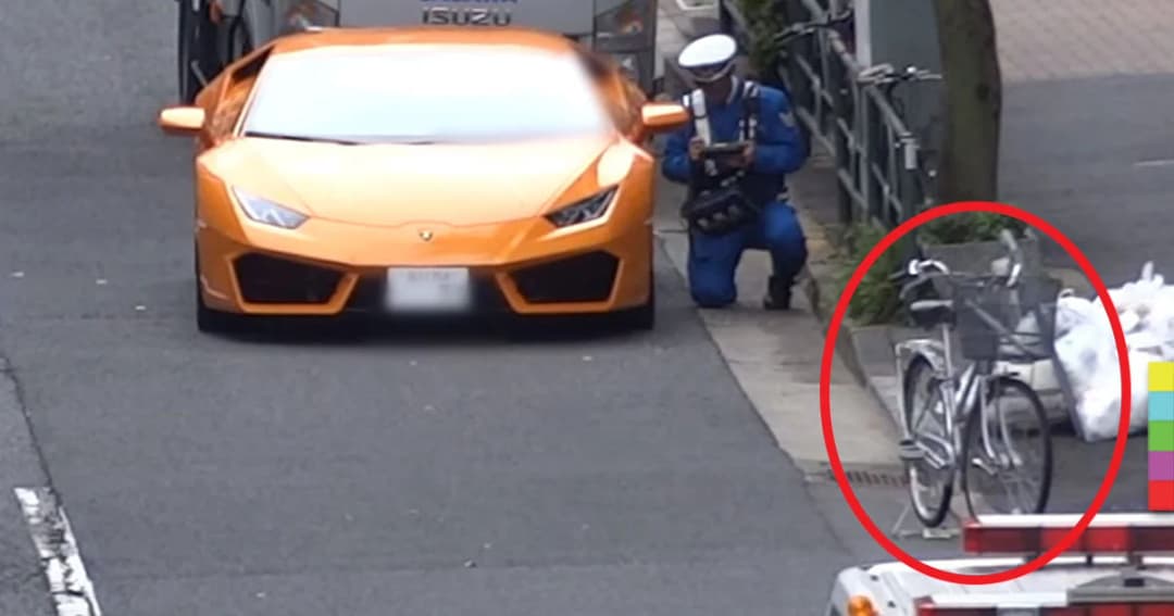 ปั่น สู้ ฟัด ! ‘ตำรวจญี่ปุ่น’ ปั่นจักรยาน ไล่กวดลัมโบร์กีนี ที่ทำผิดกฎจราจร