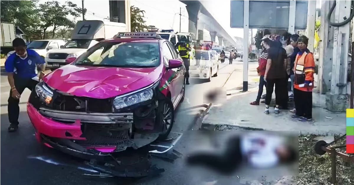 หนุ่มวัย 21 ปี ซิ่ง จยย.ย้อนศร พุ่งชนแท็กซี่ เจ็บสาหัส