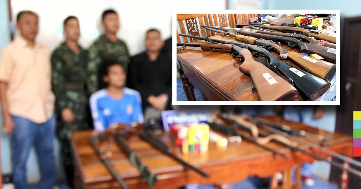 รวบสองผัวเมีย สะสมอาวุธปืนเป็นคลังแสง