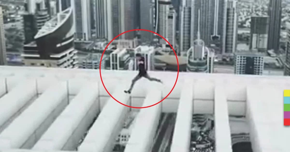 คลิปหวาดเสียว! หนุ่มอังกฤษกระโดดบนยอดตึกระฟ้าในดูไบ