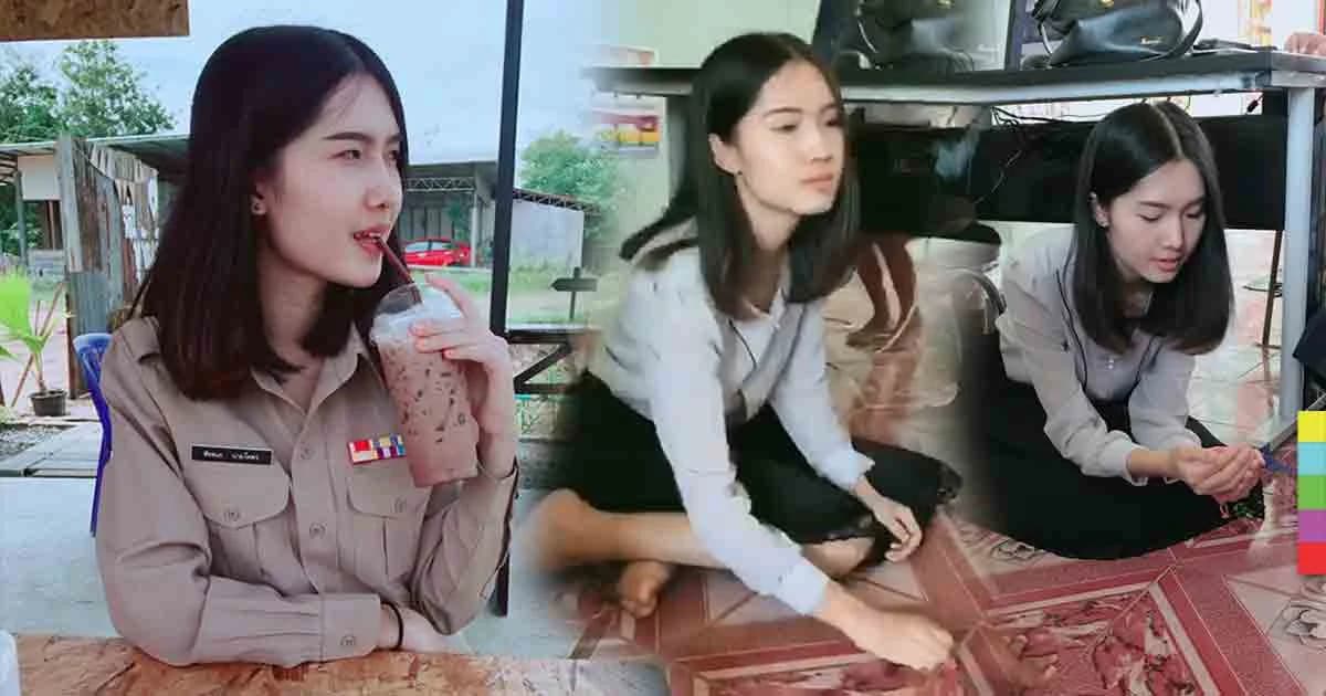 ดีต่อใจ ! ชาวเน็ตแชร์คลิปครูสาวสุดน่ารักนั่งเล่น “หมากเก็บ” กับนักเรียน