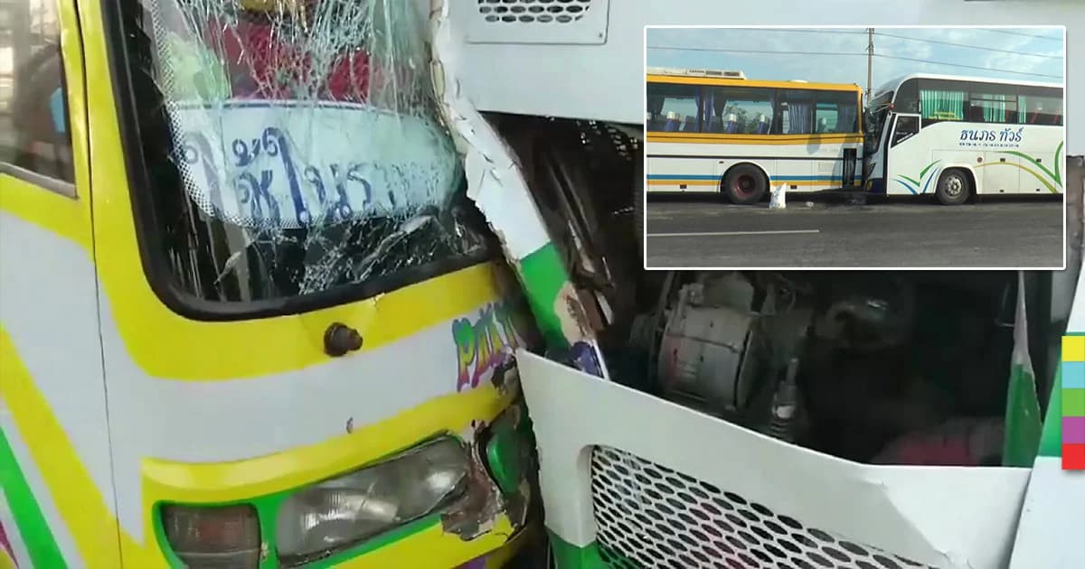 รถบัสส่ง รด.เข้าค่าย ชนท้ายกันยับ เจ็บ 25 ราย