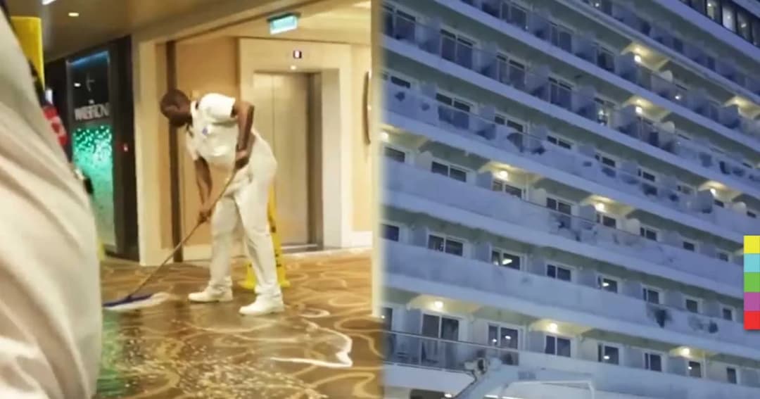 คลิปวิดีโอเผยช่วงเวลาเรือสำราญล่องผ่าน ‘บอมบ์ไซโคลน’