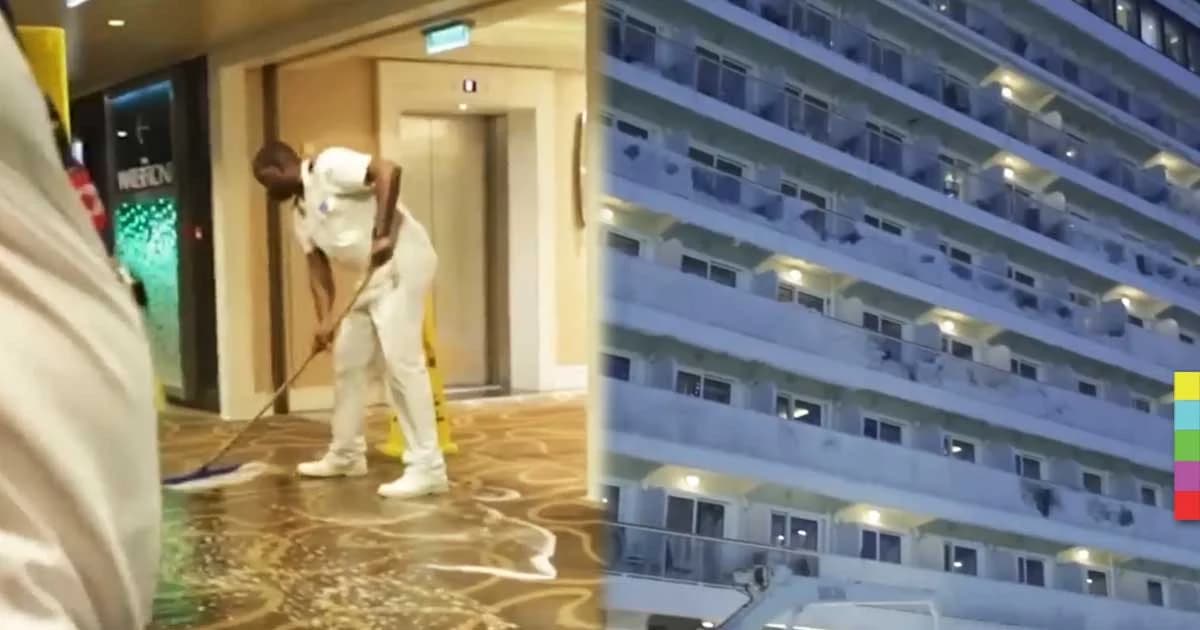 คลิปวิดีโอเผยช่วงเวลาเรือสำราญล่องผ่าน ‘บอมบ์ไซโคลน’