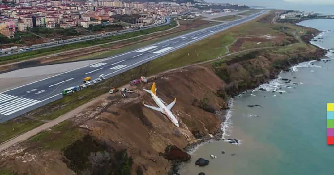 เครื่องบินพร้อมผู้โดยสาร 168 ชีวิต ไถลตกรันเวย์ หวิดตกลงไปในทะเล