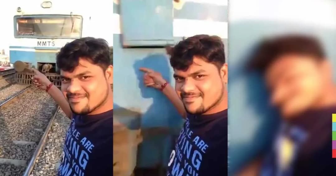 หนุ่มอินเดียคึก! เสี่ยงตายถ่ายเซลฟี่ โดนรถไฟชนอย่างจัง แต่รอด