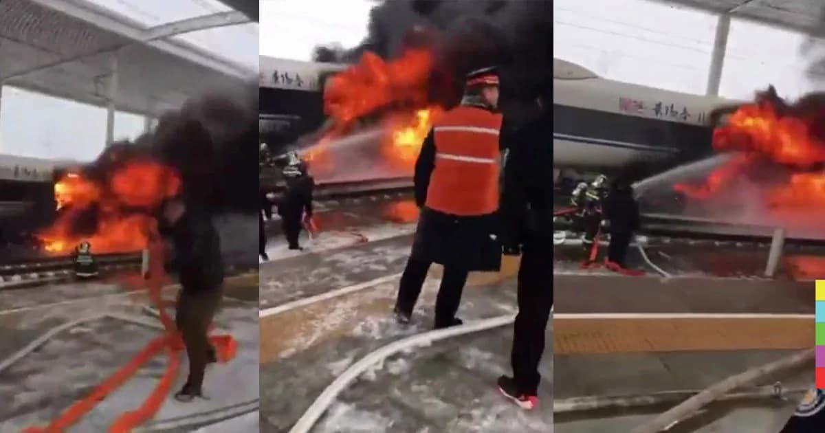 หนีตายวุ่น ! ไฟไหม้ ‘รถไฟความเร็วสูงจีน’ เสียหายยับ