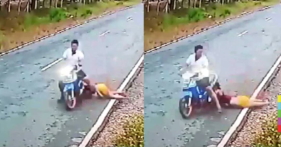 อุทาหรณ์ ! เด็ก 13 เสื้อกันหนาวพันล้อ กลิ้งตก จยย. บาดเจ็บ