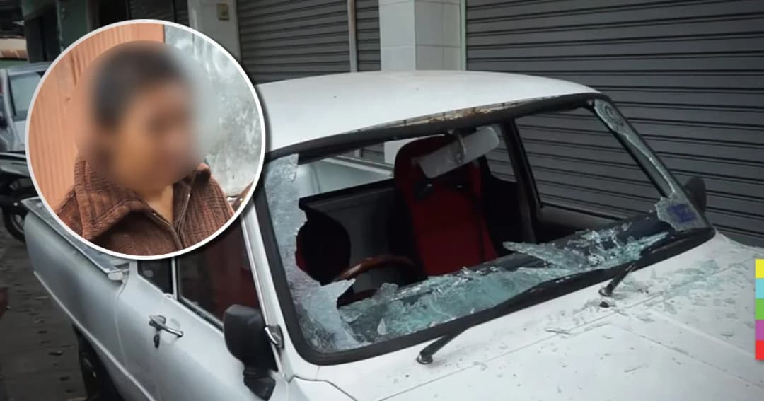 จับสาวปาหินใส่กระจกรถแตก อ้างไล่คนทะเลาะกัน