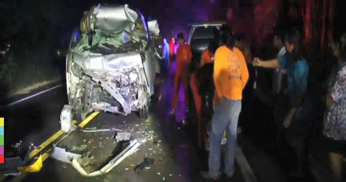 รถตู้แรงงานต่างด้าว พุ่งชนท้ายสิบล้อ ดับ 1 สาหัส 5