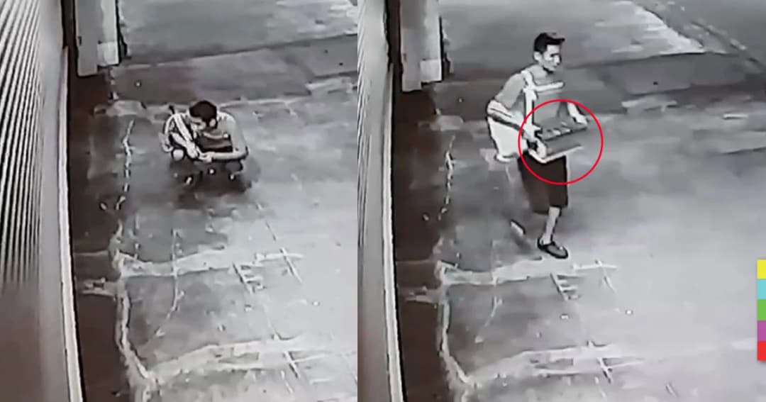 ทำเนียน ! โจรแสบฉกแบตเตอรี่รถยนต์ ในร้านหน้าตาเฉย