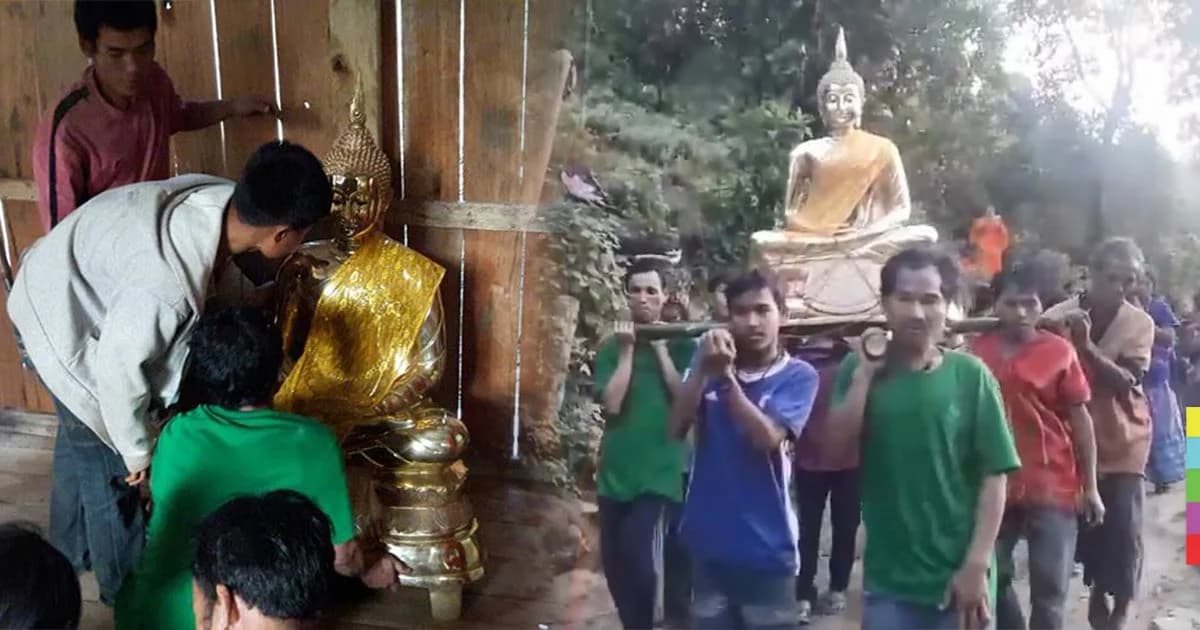 แรงศรัทธา ! เดินขึ้นเขา 5 ชม. อัญเชิญพระพุทธรูปองค์แรก ให้หมู่บ้านชาวกะเหรี่ยง