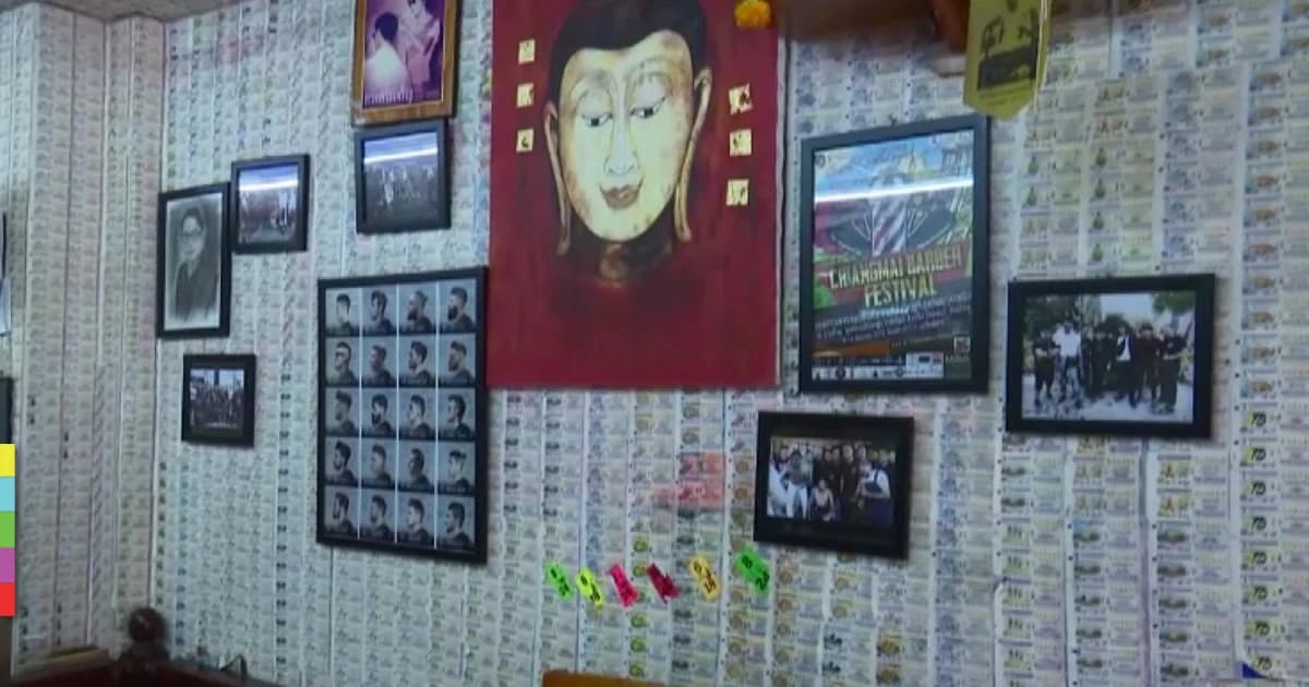 หวังเตือนสติ! ร้านตัดผมกรุงเก่า สร้างวอลเปเปอร์จากลอตเตอรี่