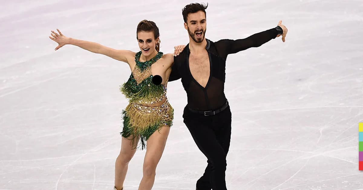 นักสเกตสาวฝรั่งเศสใจเสีย จุกโผล่ระหว่างแข่งโอลิมปิกฤดูหนาว