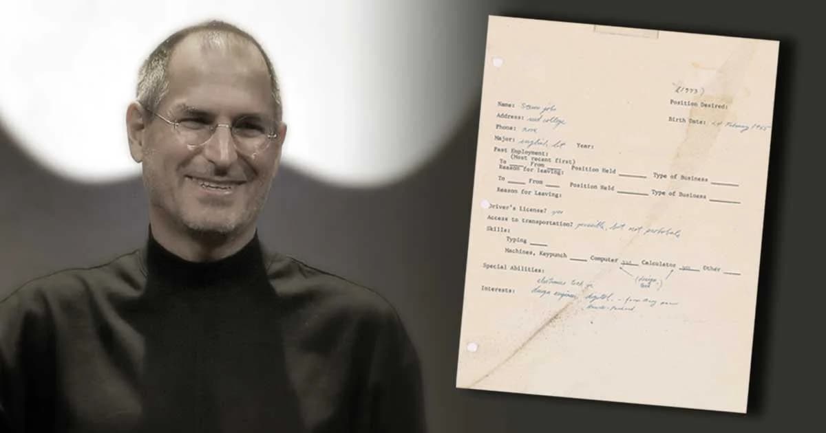 ประมูลใบสมัครงาน “สตีฟ จอบส์” 45 ปีก่อน ราคาพุ่ง 1.6 ล้านบาท