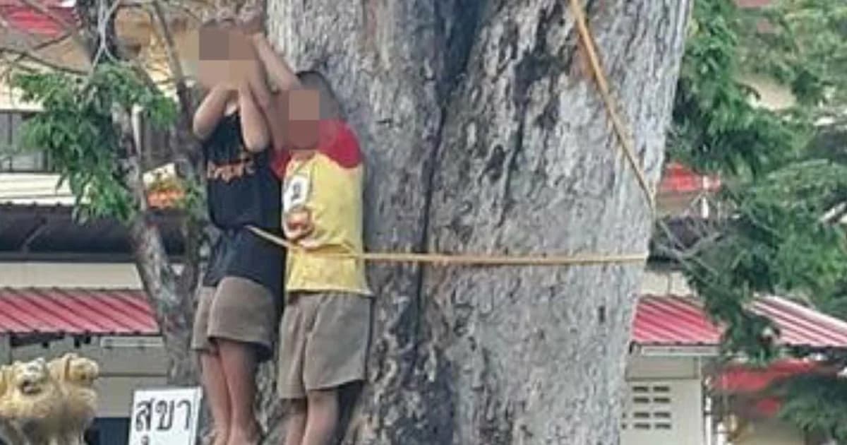 วิจารณ์ยับ ! จับเด็กขโมยเงิน ขึงพืดต้นไม้ ตีประจาน