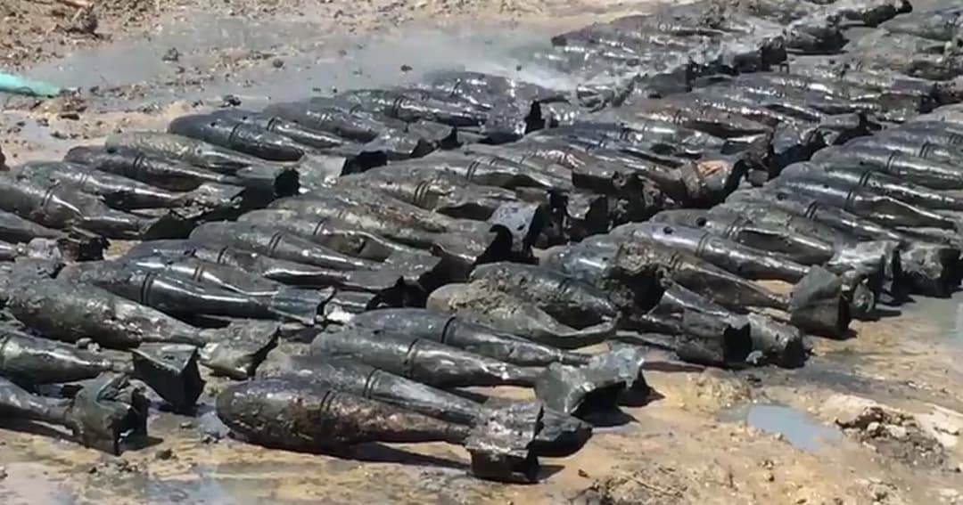 พบระเบิดซ้อมทิ้งจากอากาศ อายุ 40 – 50 ปี ใกล้สะพานซังฮี้ กว่า  100 ลูก